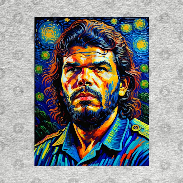 Ernest Che Guevara in starry night by FUN GOGH